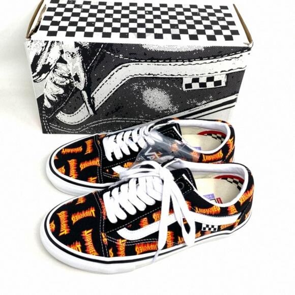 VANS x Thrasher Old Skool Skate Low Top Black VN0005W0BML Sneakers Men’s Canvas - Picture 6 of 11